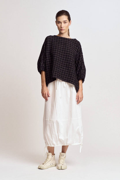 CHECK PRINT GAUZE BLOUSE