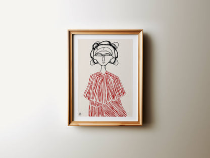 Abstract Portrait Art Print: Minimalist Sketch Illustration