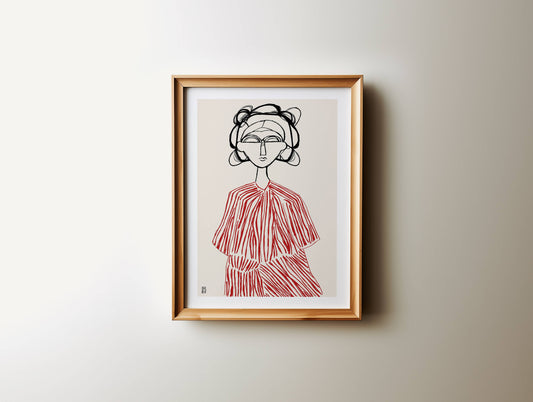 Abstract Portrait Art Print: Minimalist Sketch Illustration