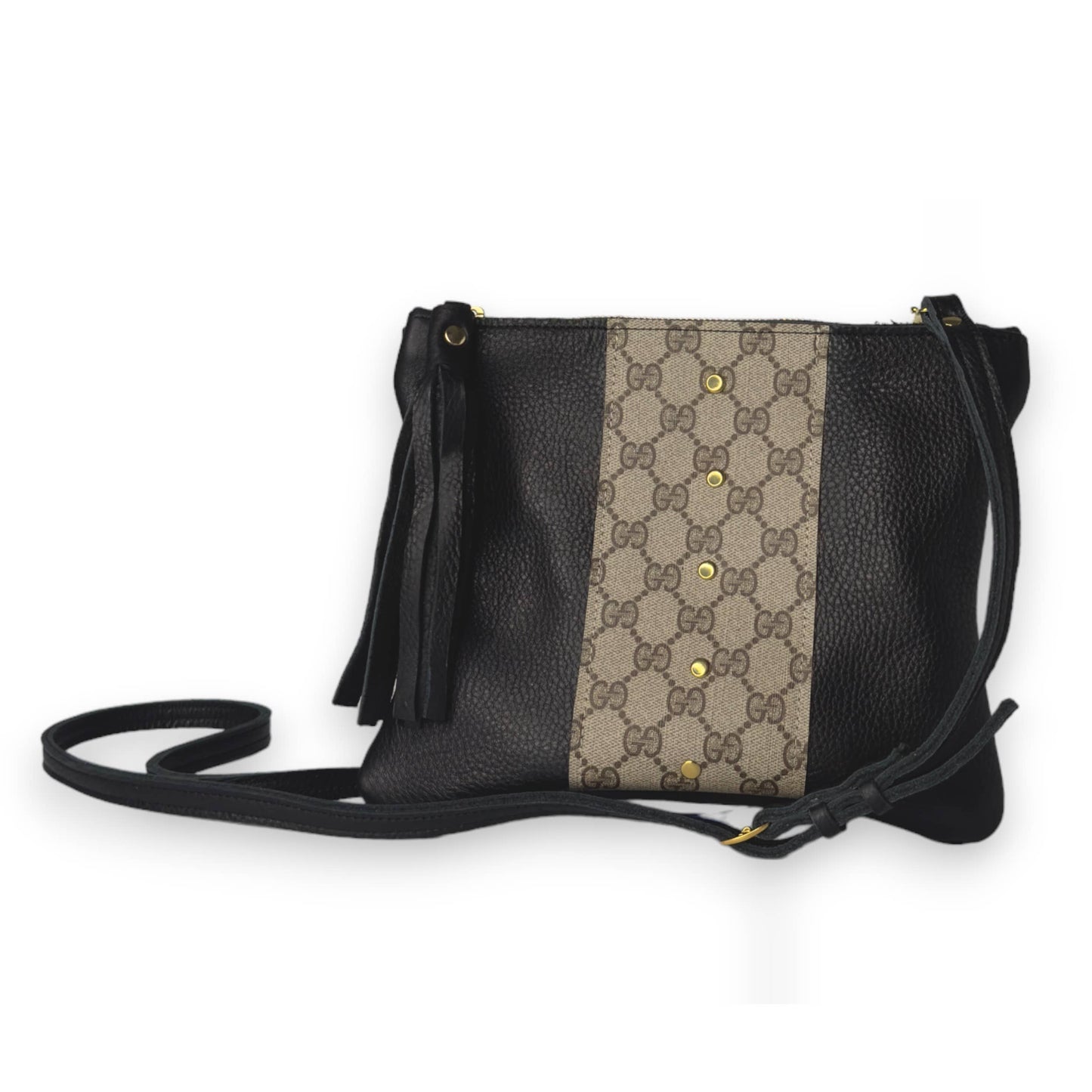 Caroline Crossbody In Black Leather | Upcycled Gucci