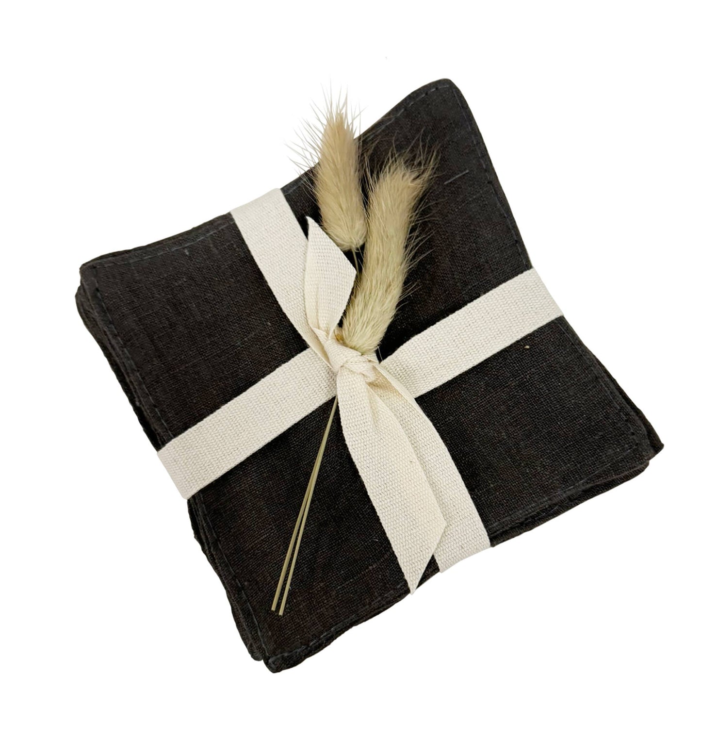 Charcoal Gray Linen Coaster Set of 4 Coasters