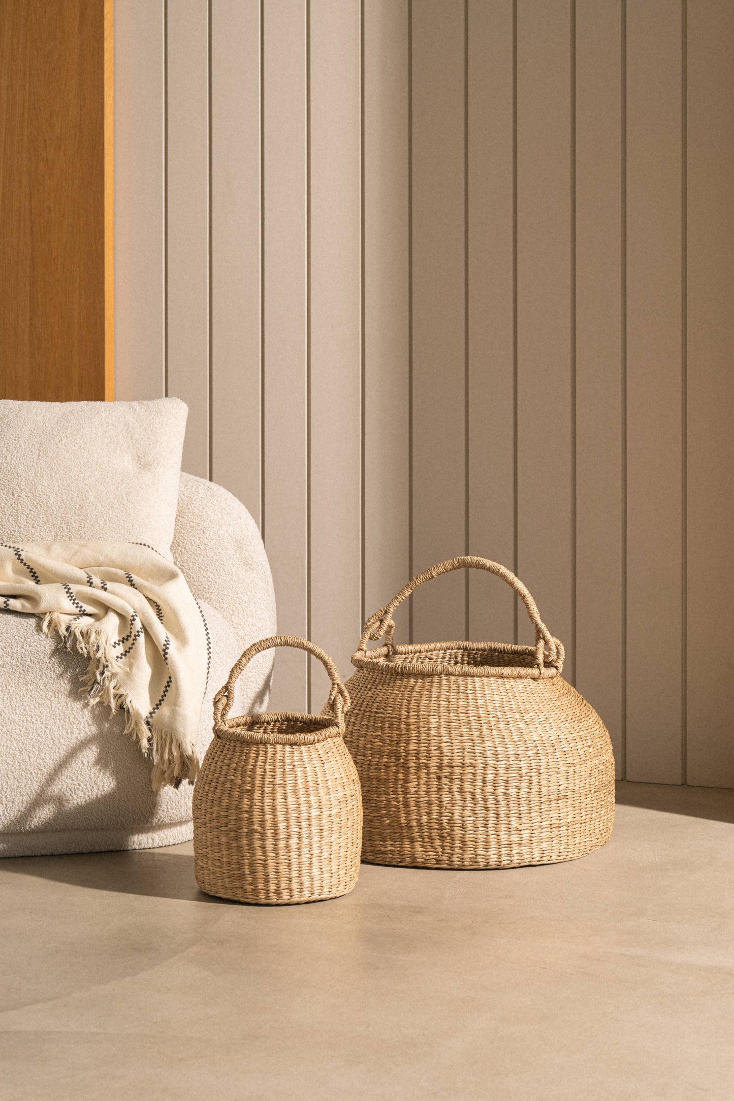 Natural Woven Seagrass Storage Basket with Handles | Satna