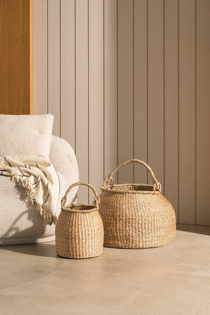 Natural Woven Seagrass Storage Basket with Handles | Satna