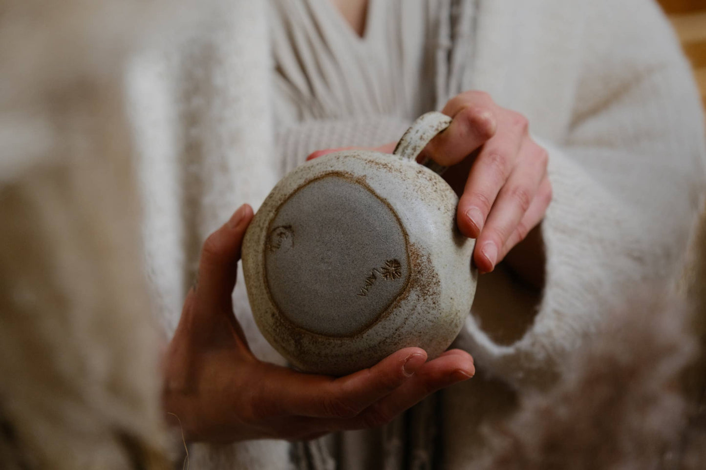 Earthling- "HOME" low cappuccino mug stoneware