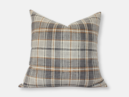 Brown Plaid Throw Pillow Cover, Neutral Beige Pillow | Nolan