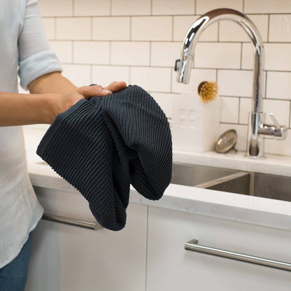 Ripple Black Turkish Cotton Dishtowel