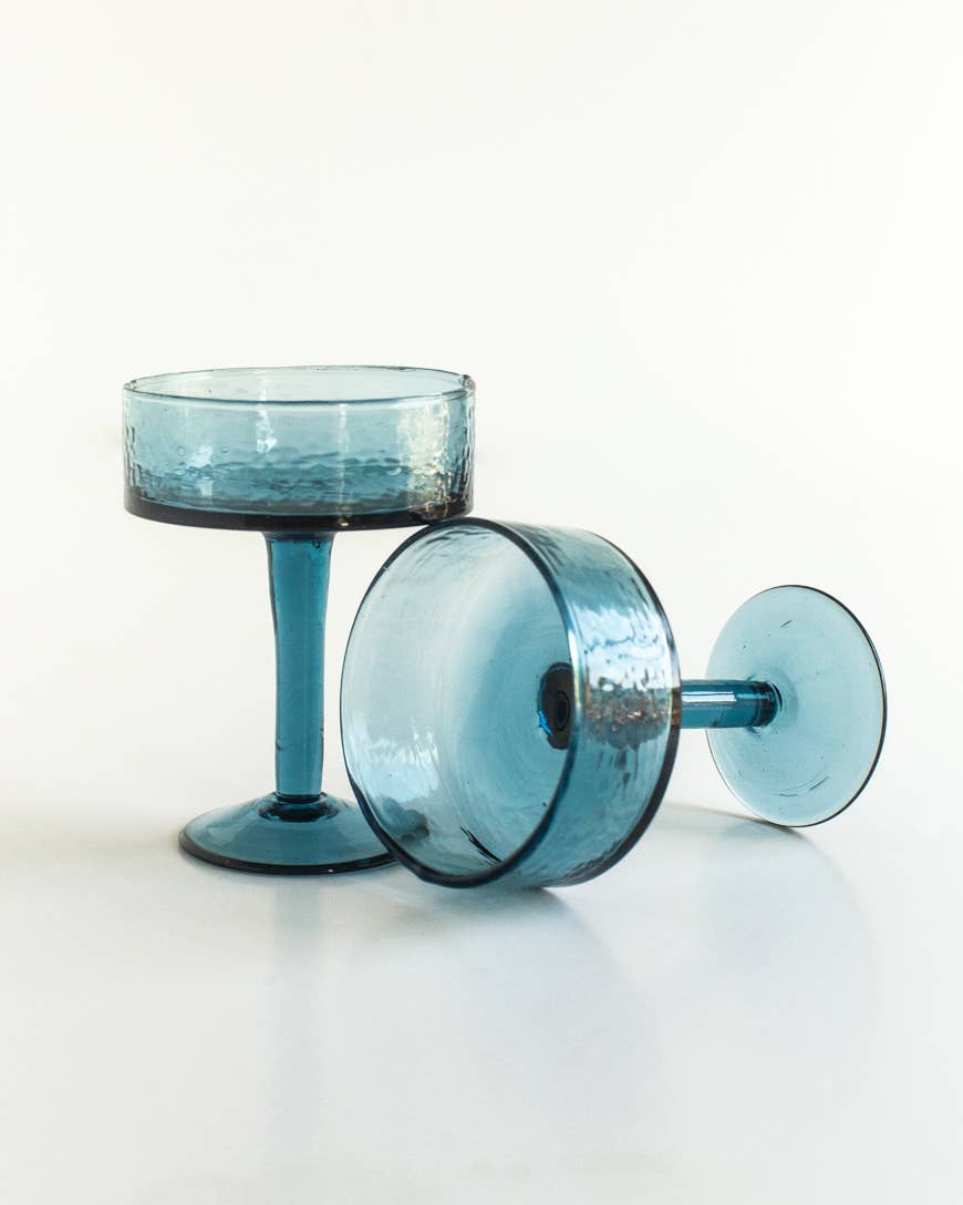 Handblown Hammered Coupe Cocktail Glass