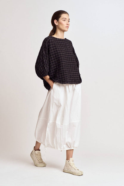 CHECK PRINT GAUZE BLOUSE