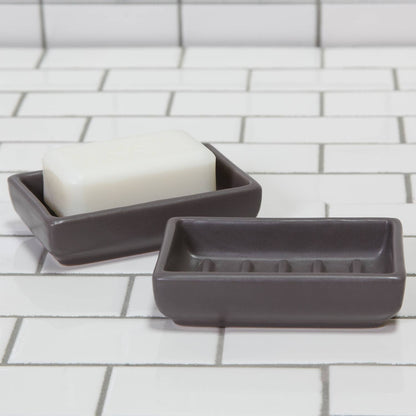Luna Ceramic Soap Dish - Rect - Matte Grey