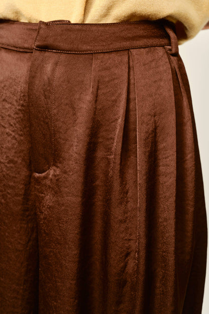 SATIN SHIRRING BAGGY DRESSY PANTS
