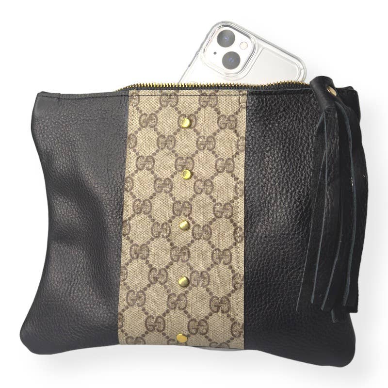Caroline Crossbody In Black Leather | Upcycled Gucci
