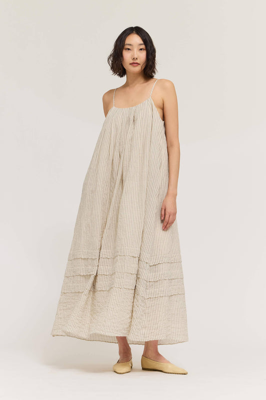 61260 - STRIPE PLEAT TUCK DRESS