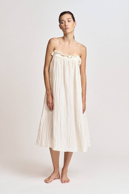 CRINKLE COLUMN DRESS