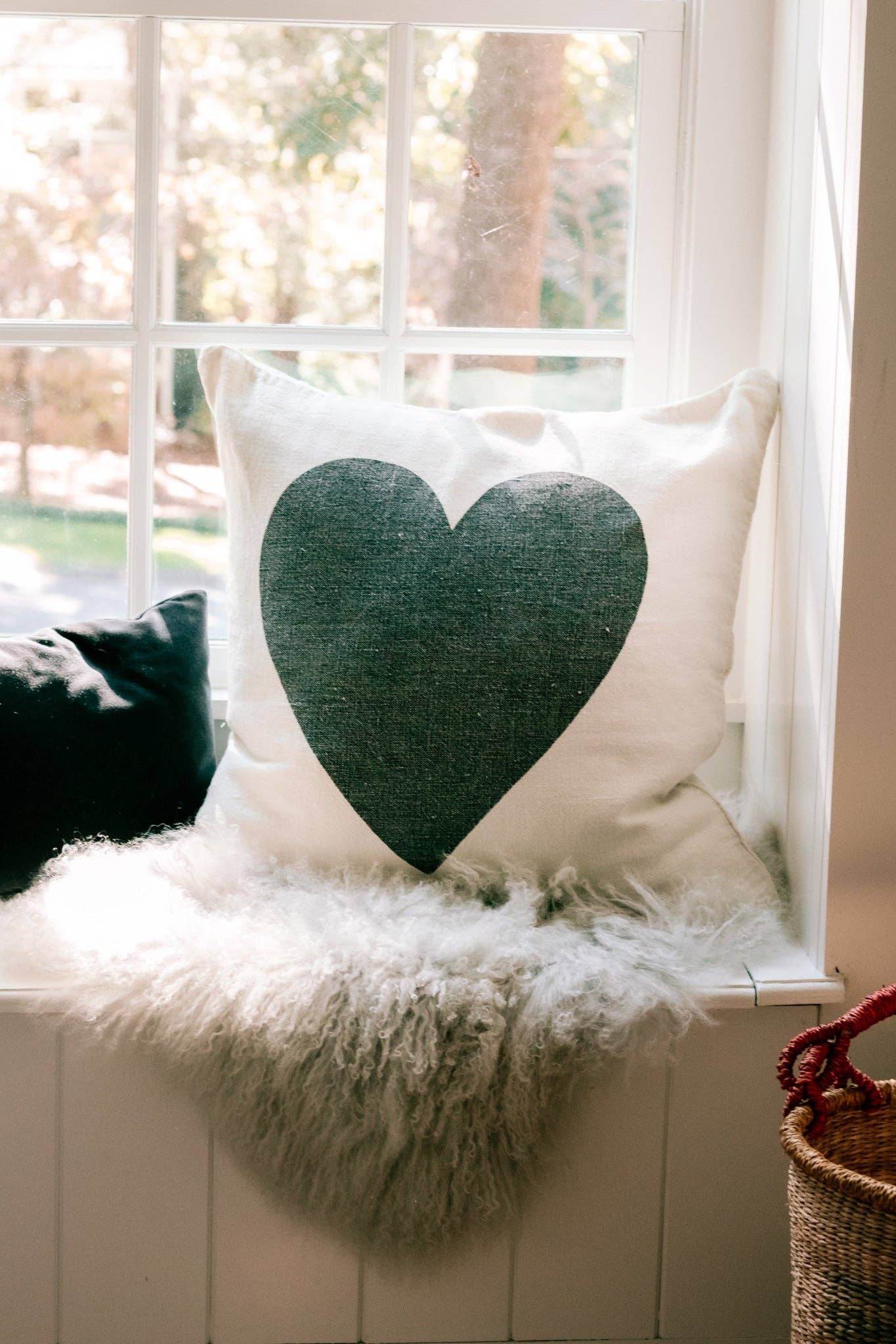 Pillow Collection - Black Heart on Linen