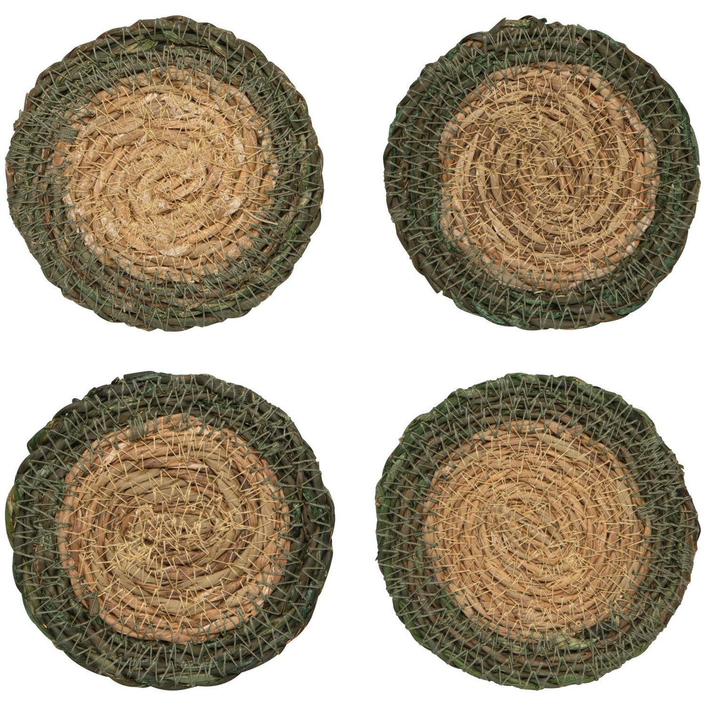 Green Border Seagrass Coasters Set of 4