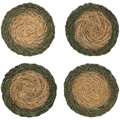 Green Border Seagrass Coasters Set of 4