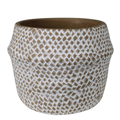 Medina Basket Cachepot, Cement - Sm