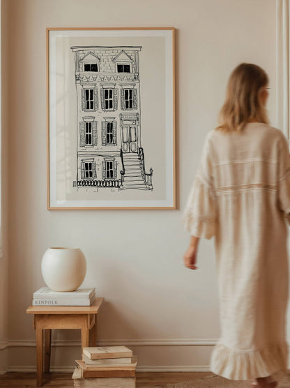 Brownstone Art Print: Minimalist New York Architecture
