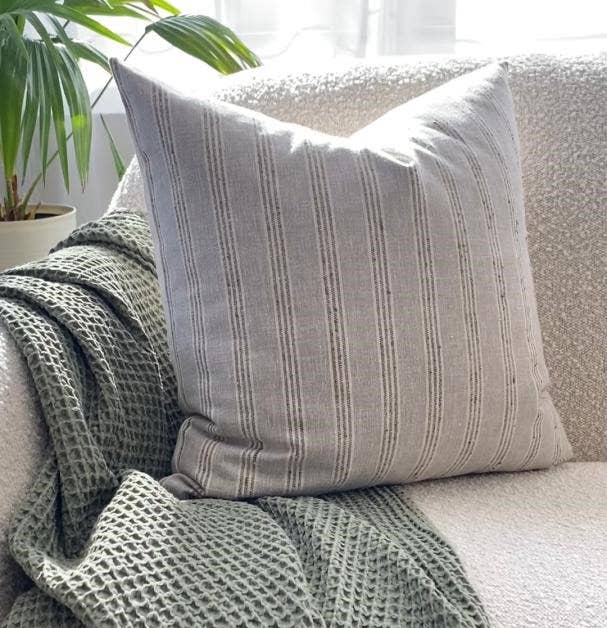 Neutral Striped Throw Pillow Cover | Landyn