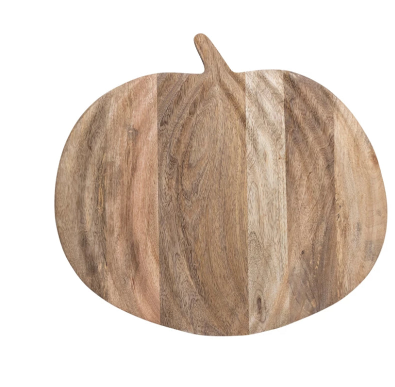 15"L x 11-1/4"W Mango Wood Pumpkin Shaped Cheese/Serving Board, Natural