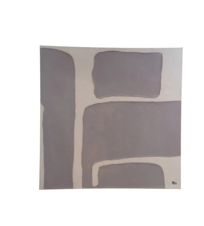 Hand-Painted Canvas Wall Décor w/ Abstract Design, Grey, Cream Color & Gold Finish Edge