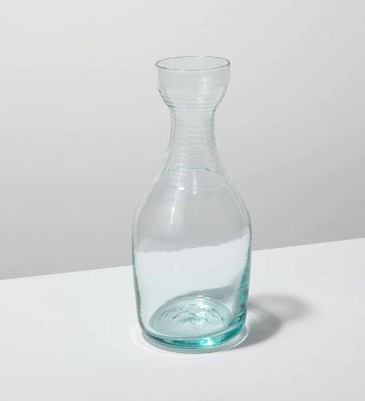 RECYCLED GLASS RIPPLE CARAFE SET, LARGE