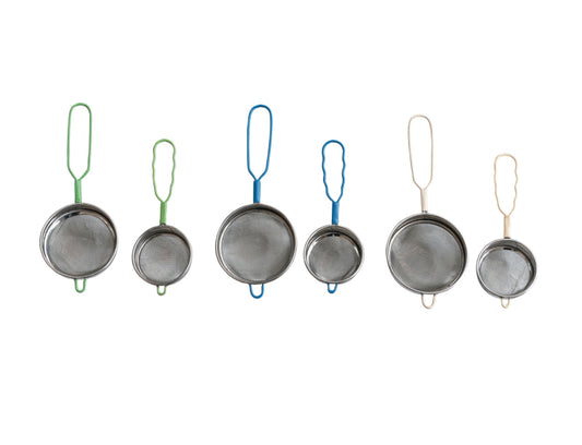 Stainless Steel Strainers w/ Enameled Handle, 3 Colors