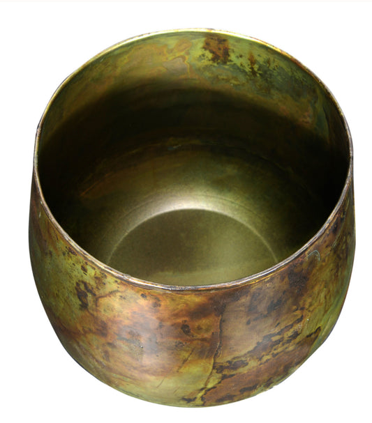 OXIDIZED METAL PLANTER-SMALL