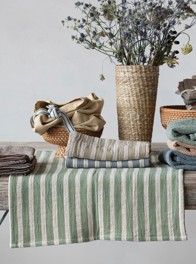 Woven Cotton Slub Striped Tea Towel
