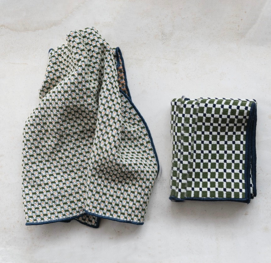 Tea Towel with Pattern & Stitched Edge