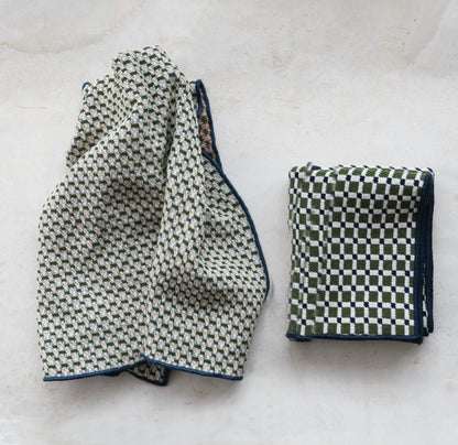 Tea Towel with Pattern & Stitched Edge