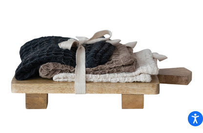 (3) Waffle Weave Dish Cloths w/ Cheese/Serving Board, Set of 4 Tied w/ Cotton Tape