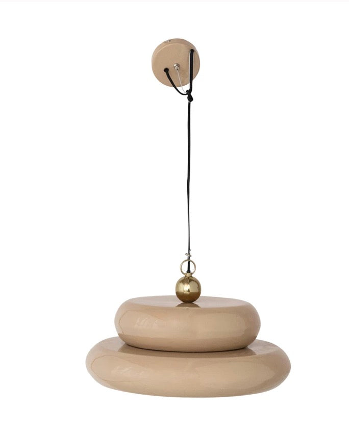 Large Enameled Metal Pendant Lamp
