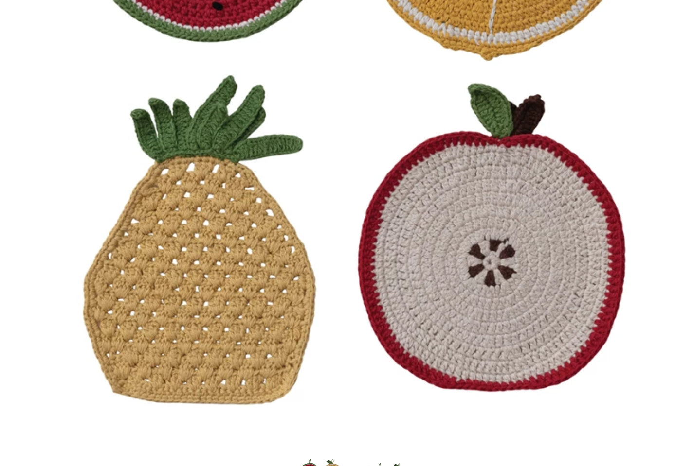 Cotton Crocheted Fruit Shaped Pot Holder, 4 Styles