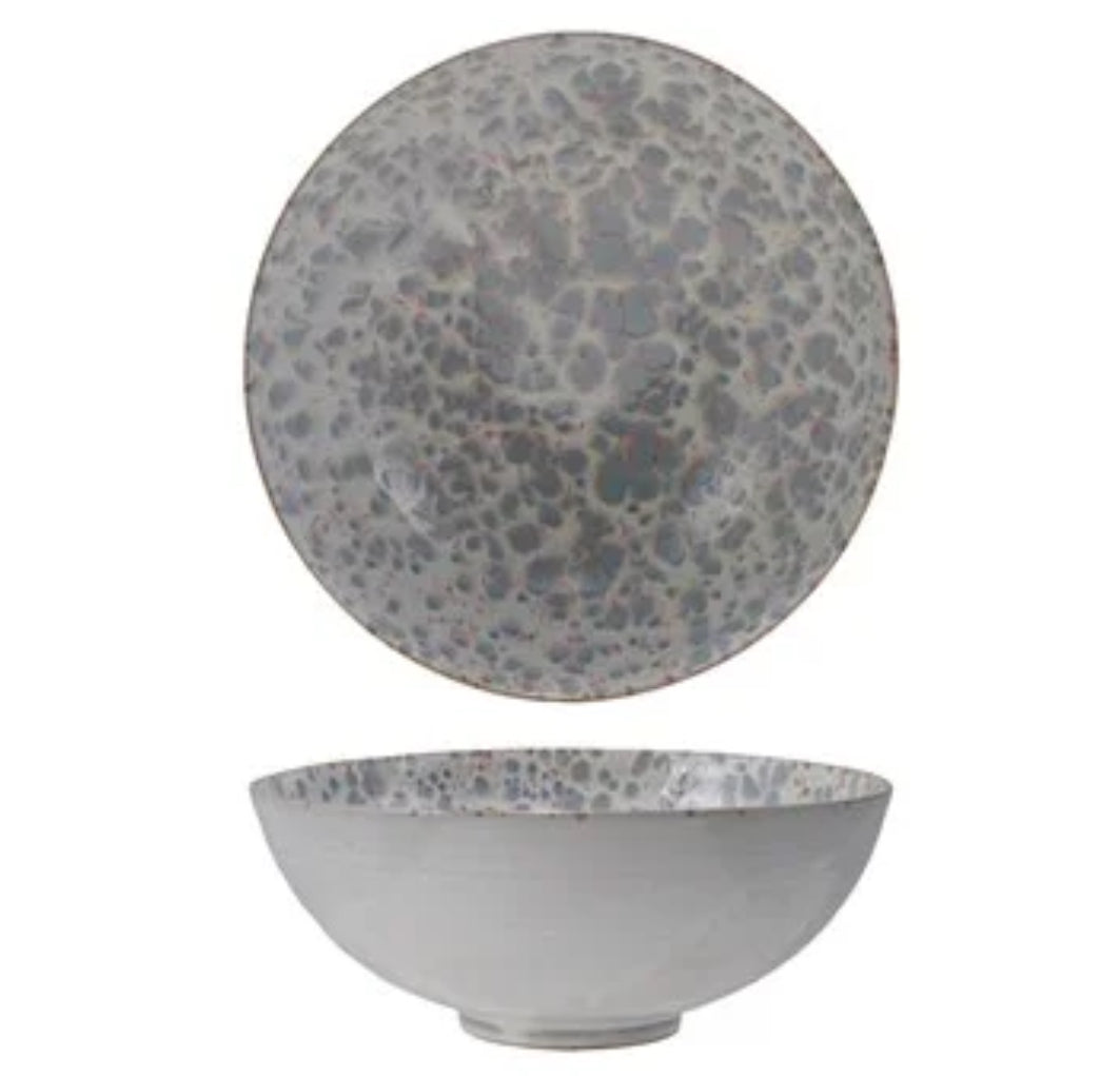Serving Bowl, Reactive Glaze, Blue & White (Each One Will Vary)