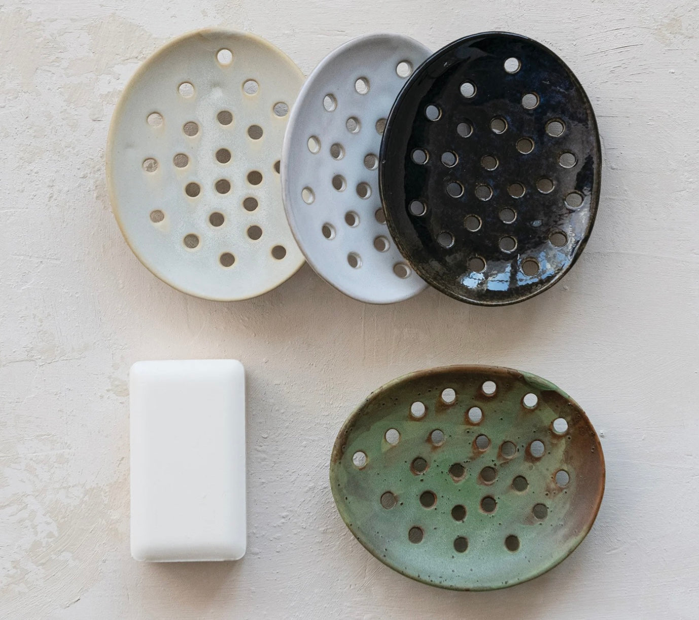 Stoneware Footed Soap Dish