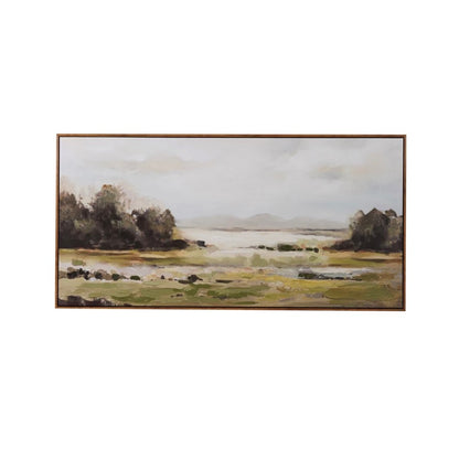 Wood Framed Canvas Wall Decor with Landscape