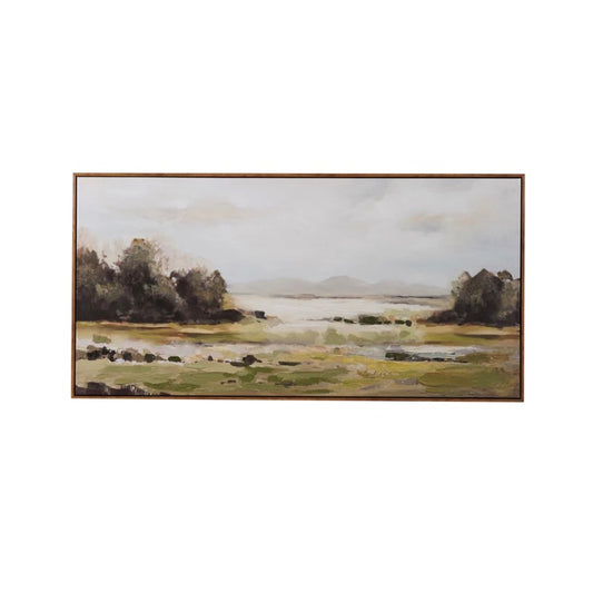 Wood Framed Canvas Wall Decor with Landscape