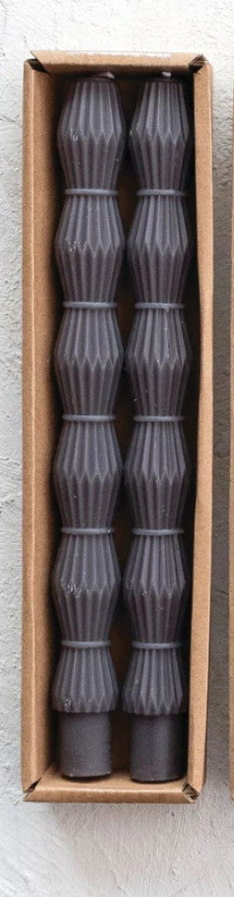 Unscented Sculpted Taper Candles, Set of 2