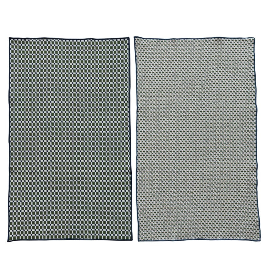 Tea Towel with Pattern & Stitched Edge