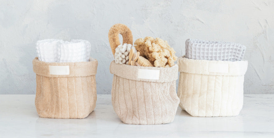 Terry Cloth Folding Baskets, 3 colors