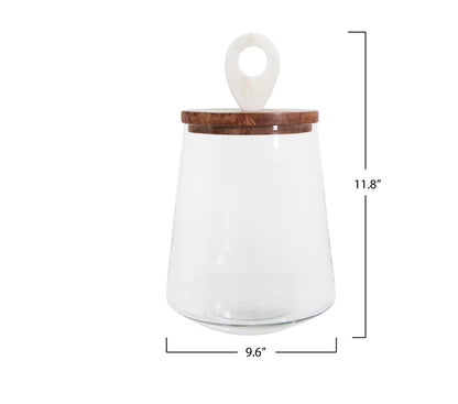 Glass Jar with Wood and Marble Lid