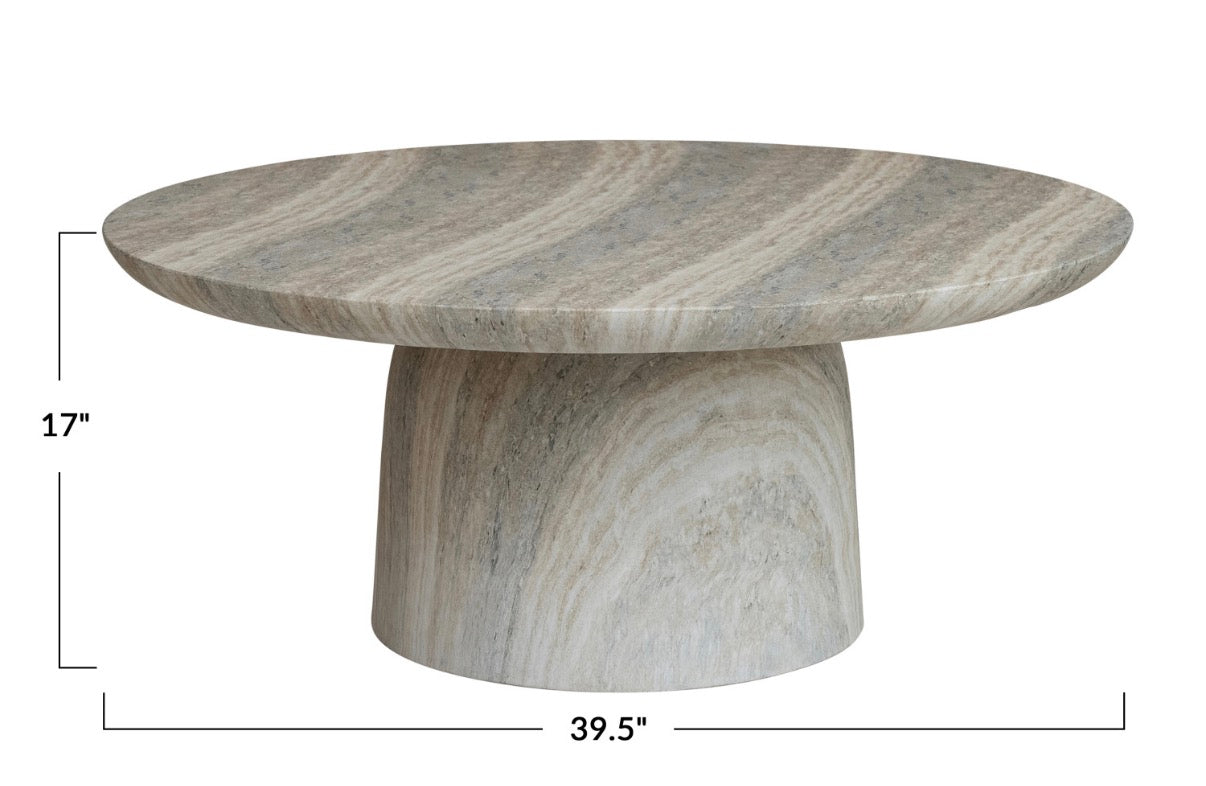 Lightweight Eco Stone Indoor/Outdoor Table, Travertine Finish