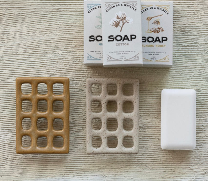 Stoneware Footed Soap Dish