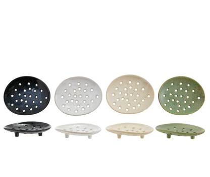 Stoneware Footed Soap Dish