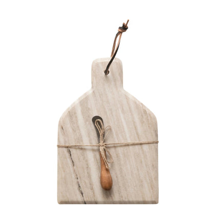 Marble Cheese/Cutting Board with Canape Knife, Set of 2