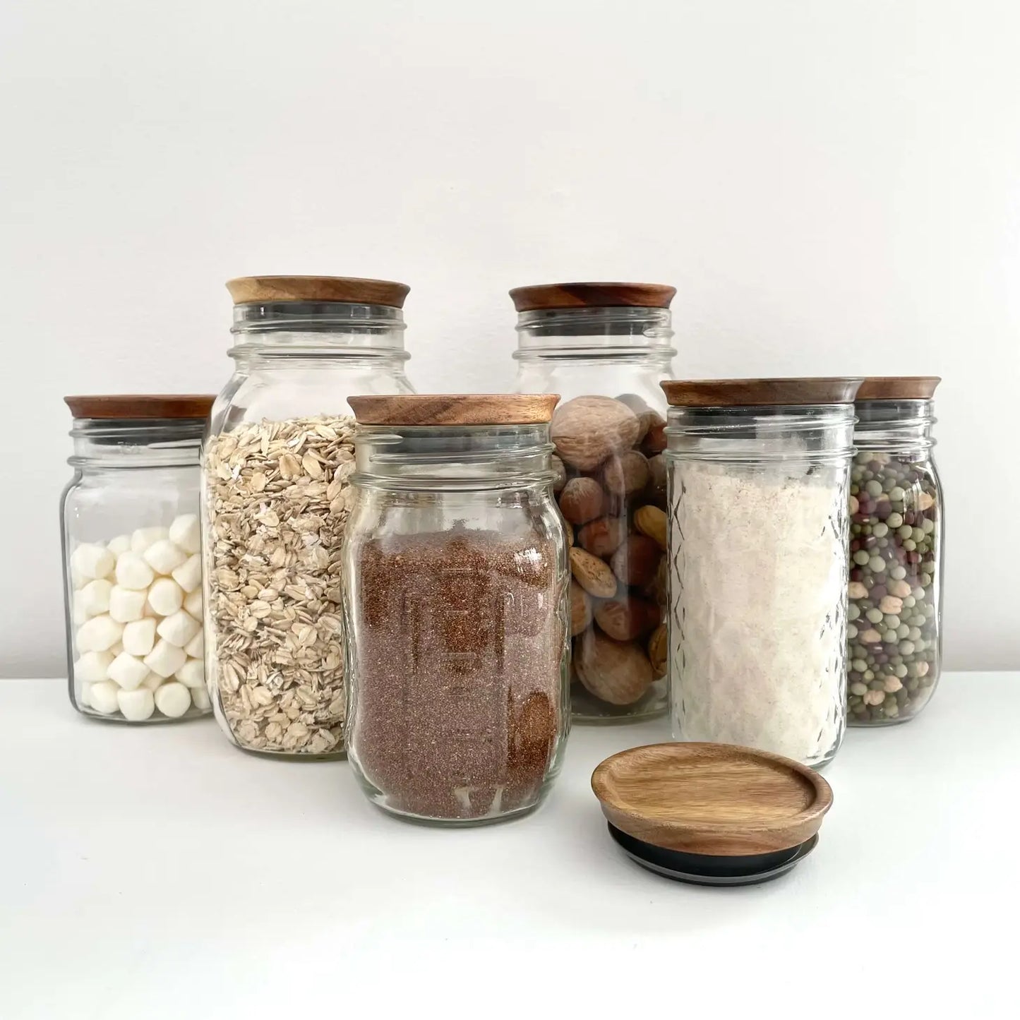 Dark Wood Sustainable Mason Jar Lids & Wide Mouth