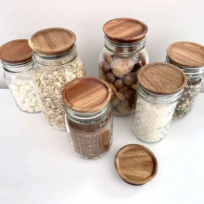 Dark Wood Sustainable Mason Jar Lids & Wide Mouth