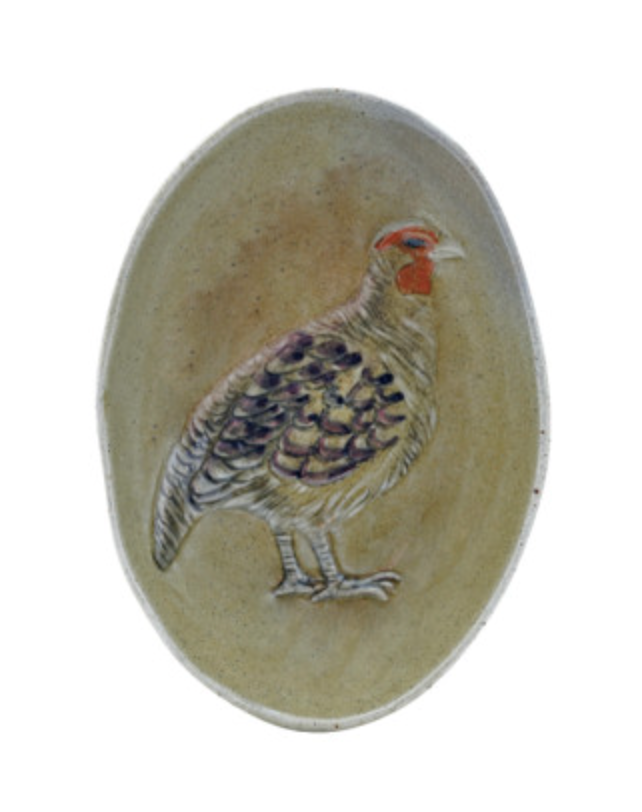 Stoneware Dish with Animal/Pumpkins