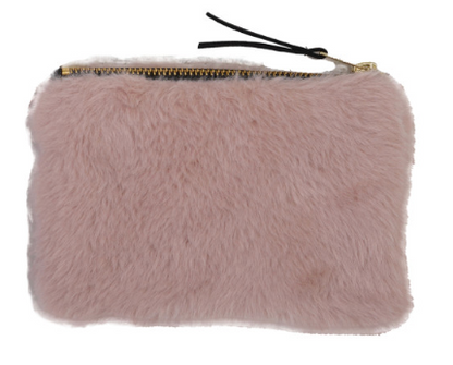 Faux Fur Zip Pouch, 4 Colors